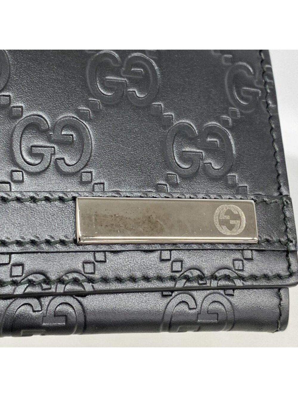 Gucci Business Card Holder Guccissima Leather Black Silver - Picture 6 of 7